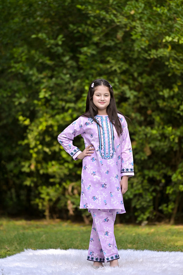 Lavender Bloom Embroidered Khaddar 02 Piece – Purple (RTW) 💜