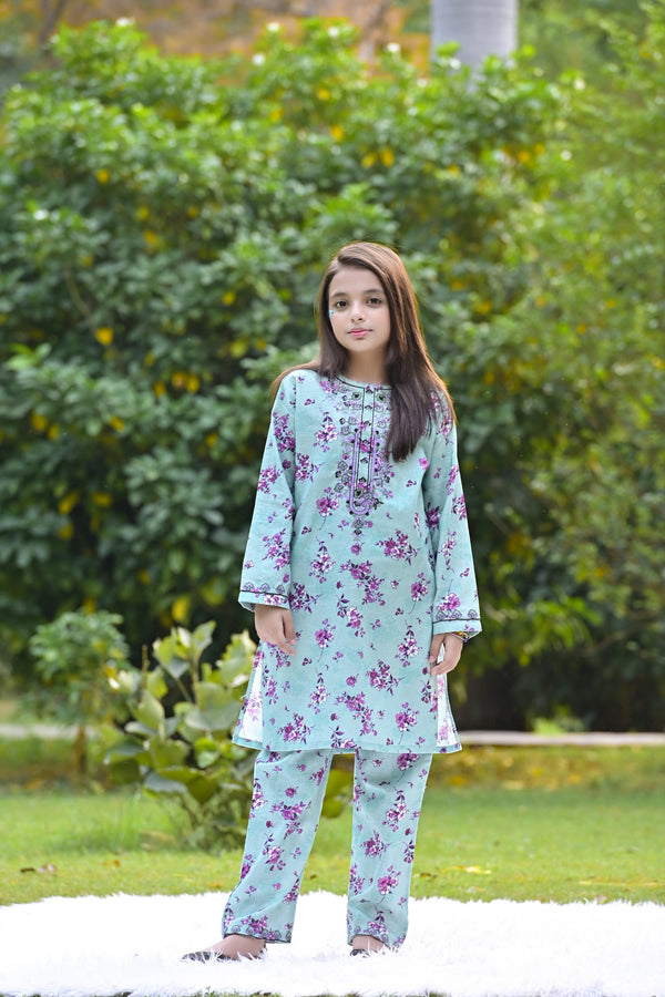 Winter Bloom Embroidered Khaddar 02 Piece – Seafoam (RTW) 🌿